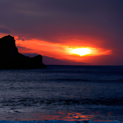 夕日が沈む海岸線